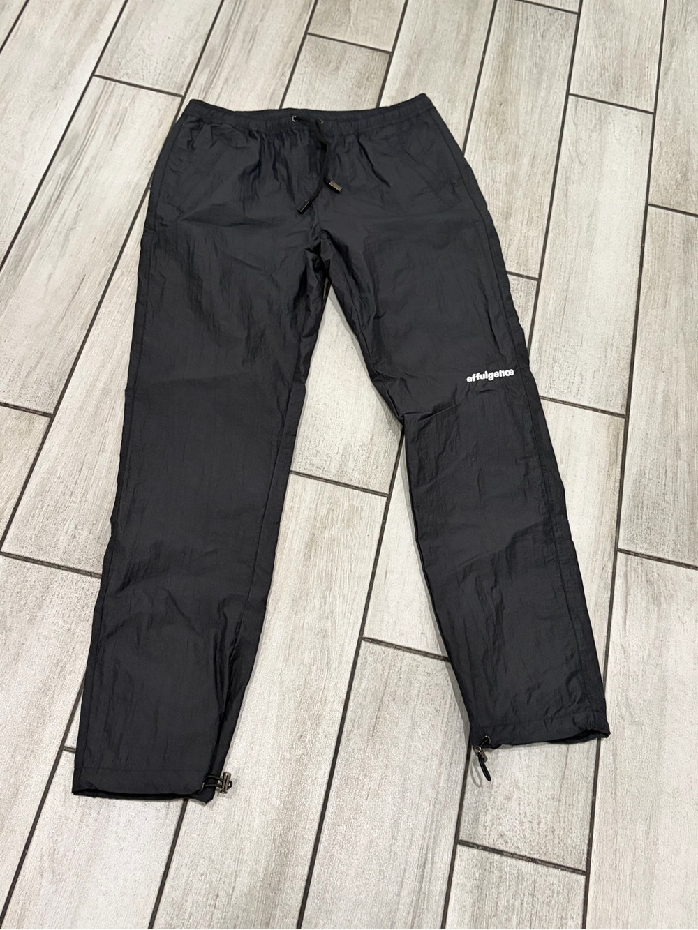 Effluegen Men's Black Drawstring nylon Casual Pants M